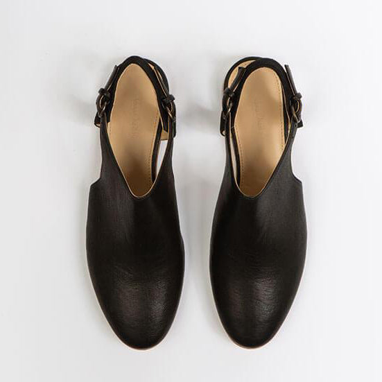 Genuine Black Leather Woman Shoes