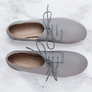 gray genuine calfskin leather moccasin shoe