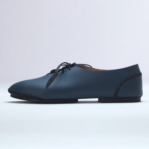 navy blue genuine calfskin leather moccasin shoe