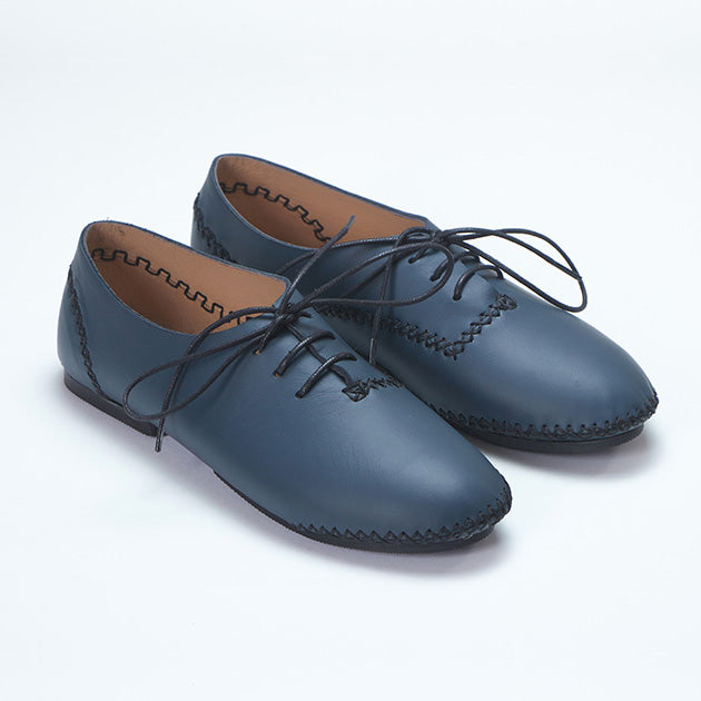 navy blue genuine calfskin leather moccasin shoe