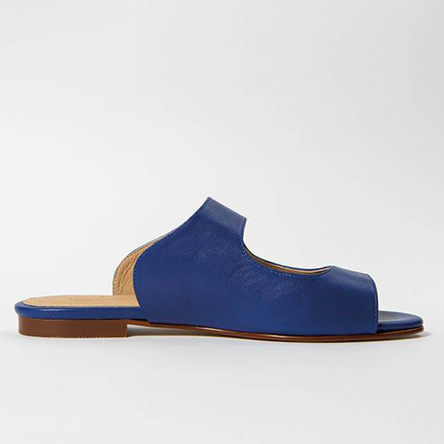 Genuine Blue Leather Handmade Slide