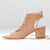 Camel genuine calfskin leather t-strap lace-up block heel shoe