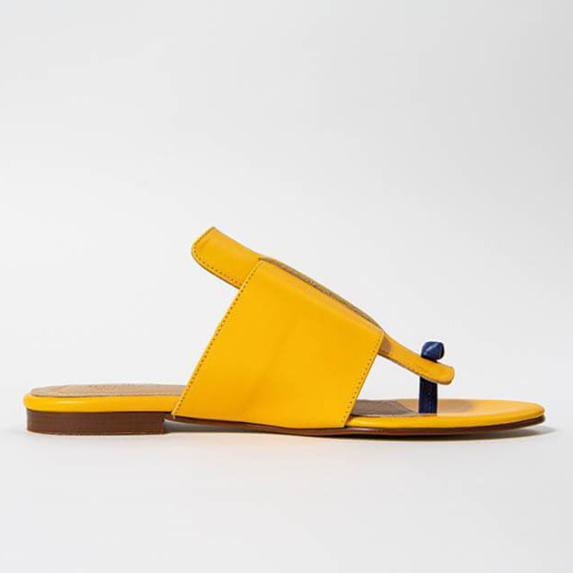 Genuine Mustard Leather Handmade Slide