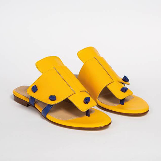 Genuine Mustard Leather Handmade Slide