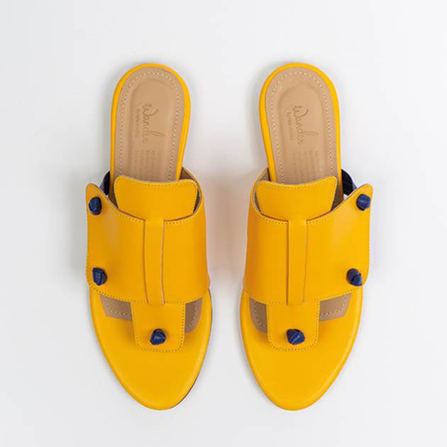 Genuine Mustard Leather Handmade Slide