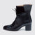 Black Leather Comfortable Block Heel Boot